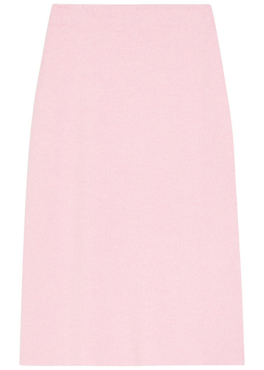 Khaite Patri Wool-blend Midi Skirt Light Pink