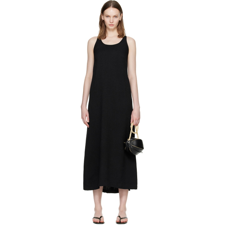 Photo: TOTEME Black Scoop-Neck Sablé Maxi Dress