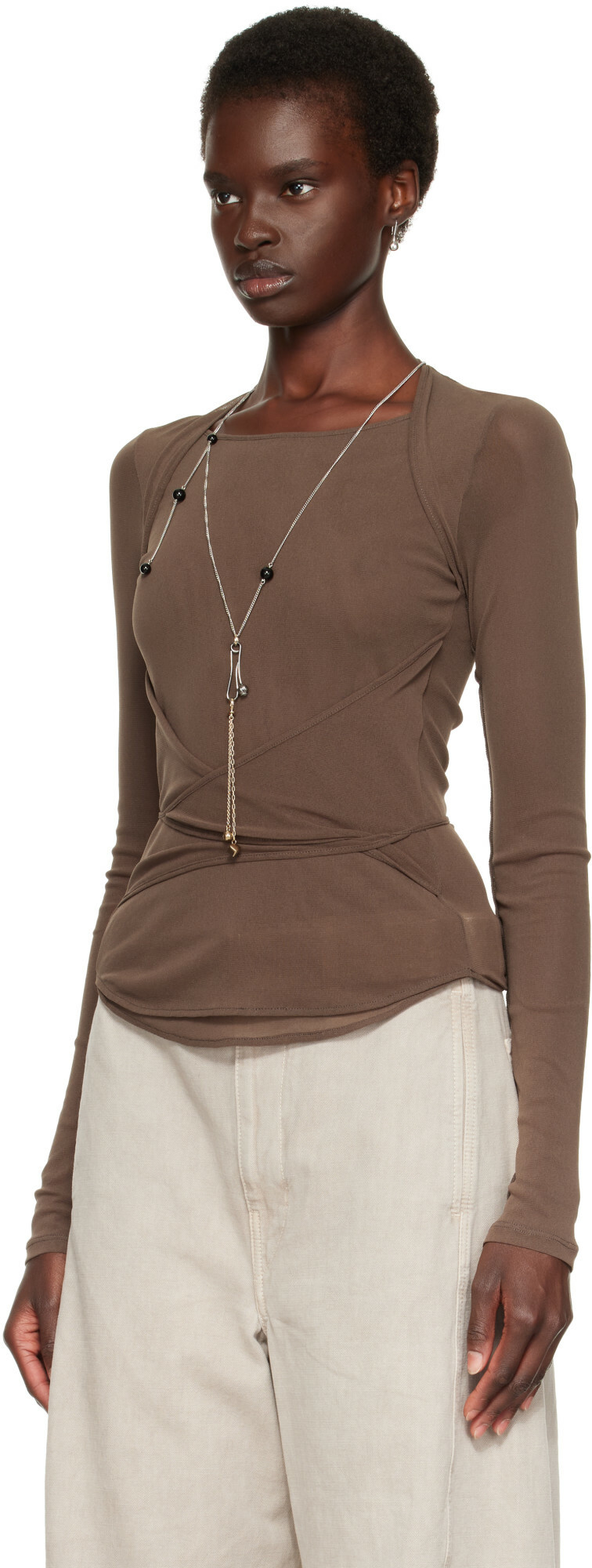 LEMAIRE Brown Ballerina Wrap Blouse