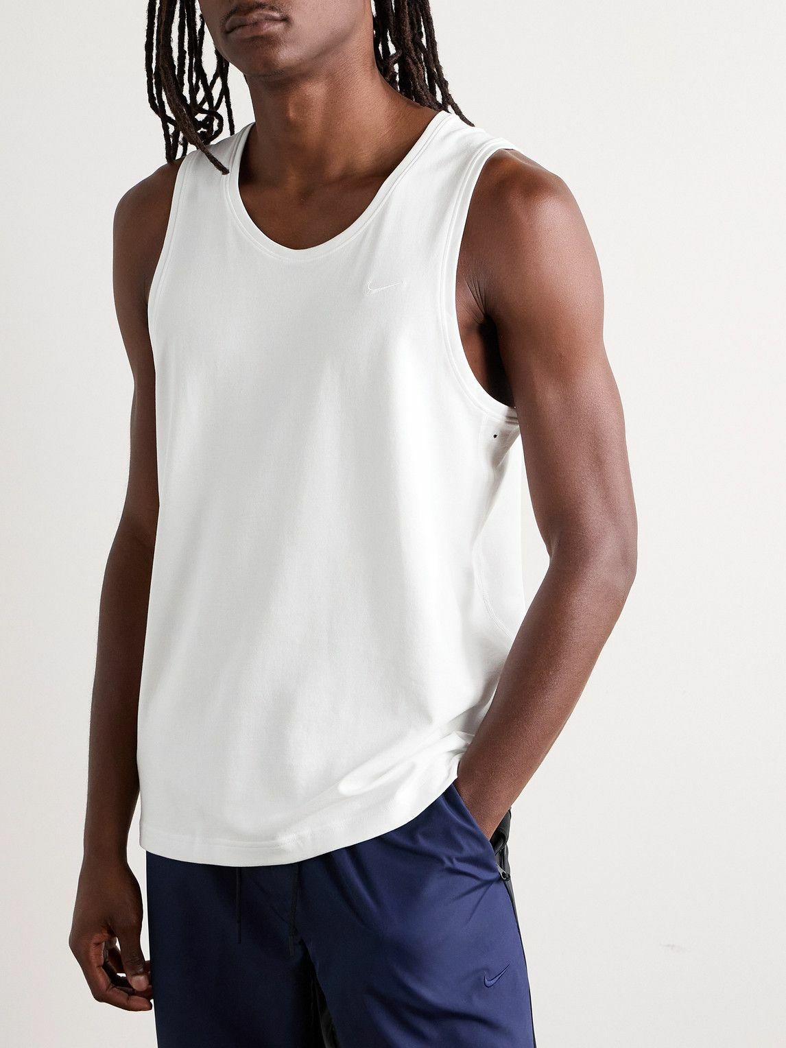 Nike Training - Primary Logo-Embroidered Cotton-Blend Dri-FIT Tank Top - White
