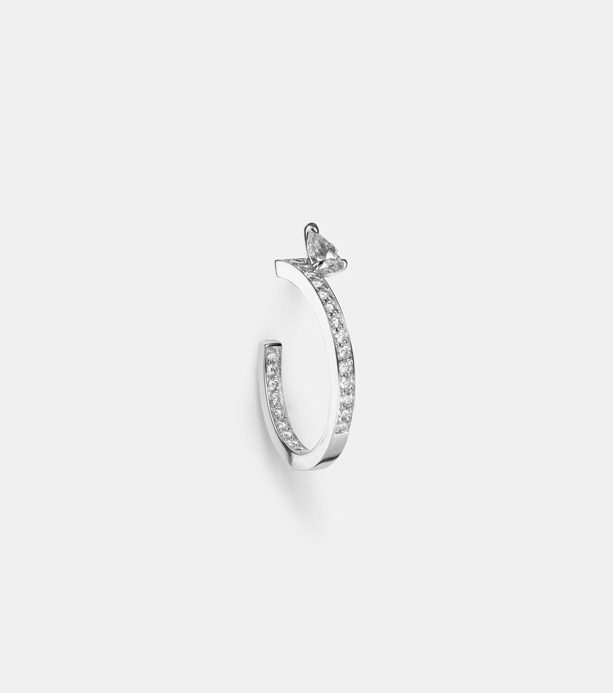 Repossi Serti Sur Vide 18kt white gold single hoop earring with diamonds