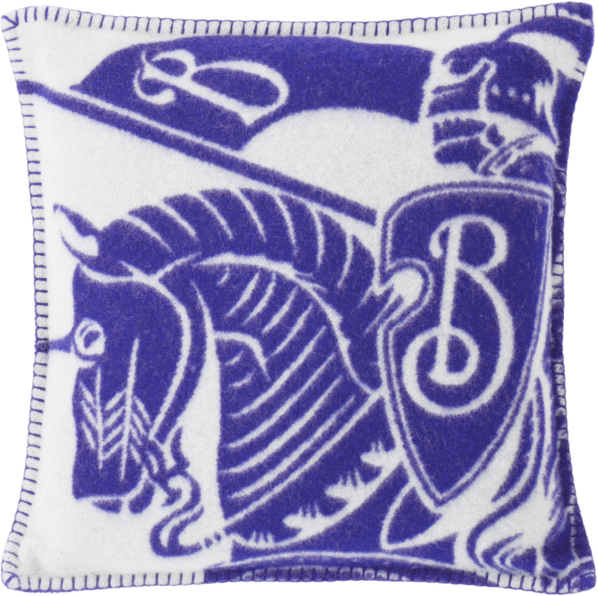 Burberry Navy & White EKD Wool Cushion