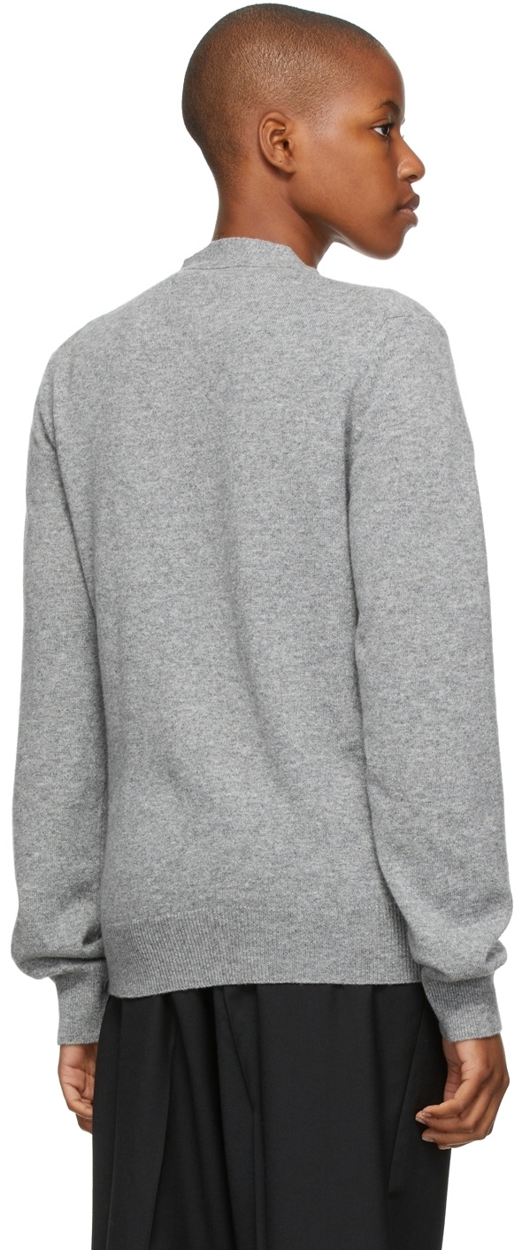 COMME des GARÇONS PLAY Grey Asymmetric Double Heart Patch Cardigan