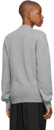 COMME des GARÇONS PLAY Grey Asymmetric Double Heart Patch Cardigan
