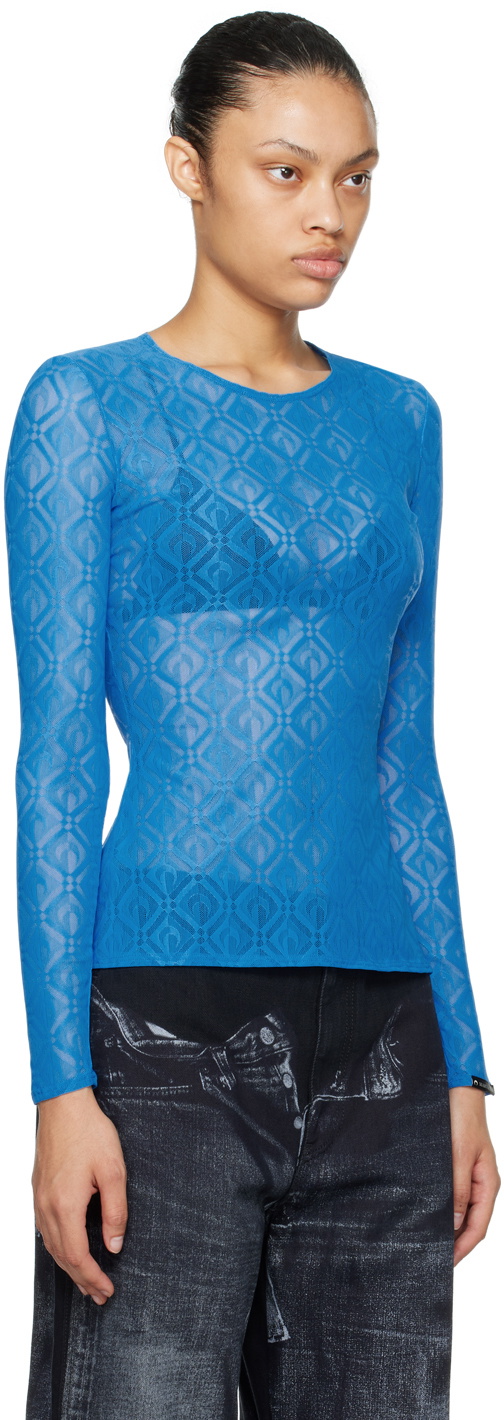 Marine Serre SSENSE Exclusive Blue Long Sleeve T-Shirt Marine Serre