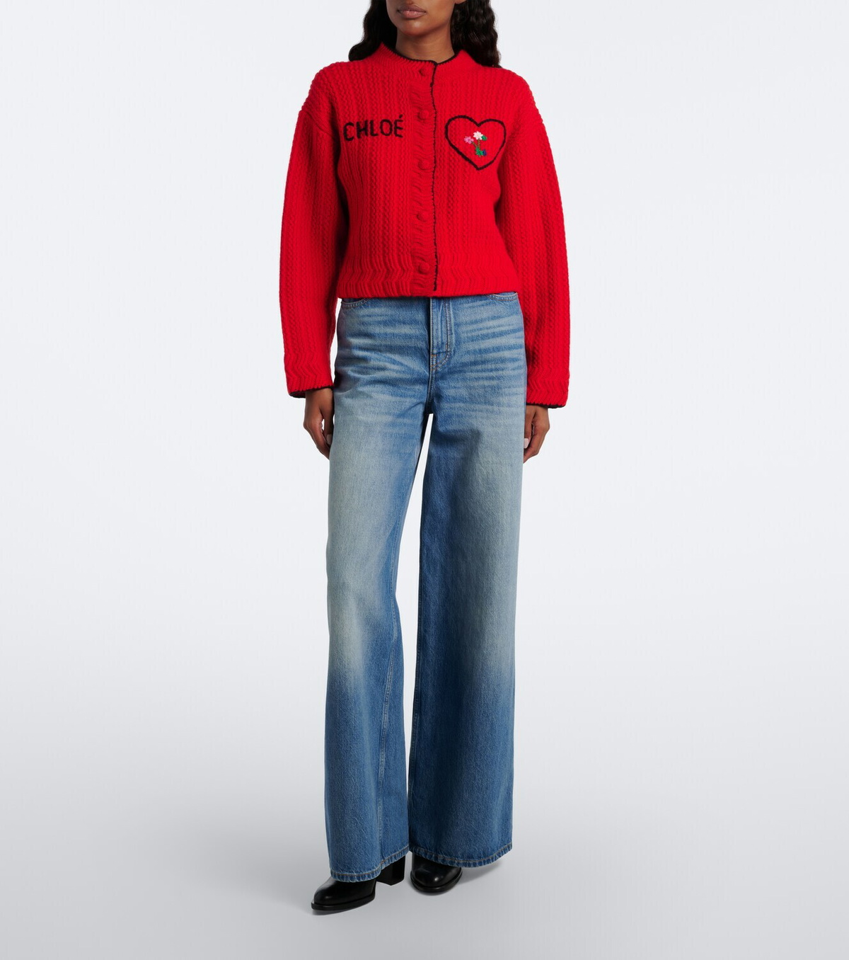 Chloé Embroidered wool and cashmere cardigan