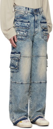 RTA Blue Roman Denim Cargo Pants