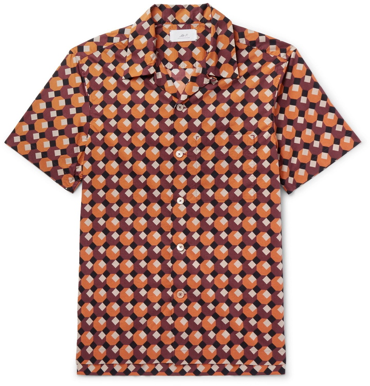 Photo: Mr P. - Camp-Collar Printed Cotton Shirt - Orange