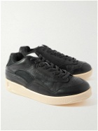 Jil Sander - Mesh-Trimmed Leather Sneakers - Black