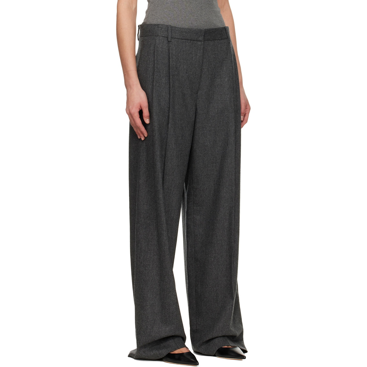KHAITE Gray August Trousers