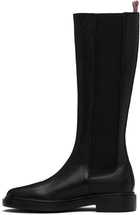 Thom Browne Black Pebble Grain 4-Bar Knee High Chelsea Boots