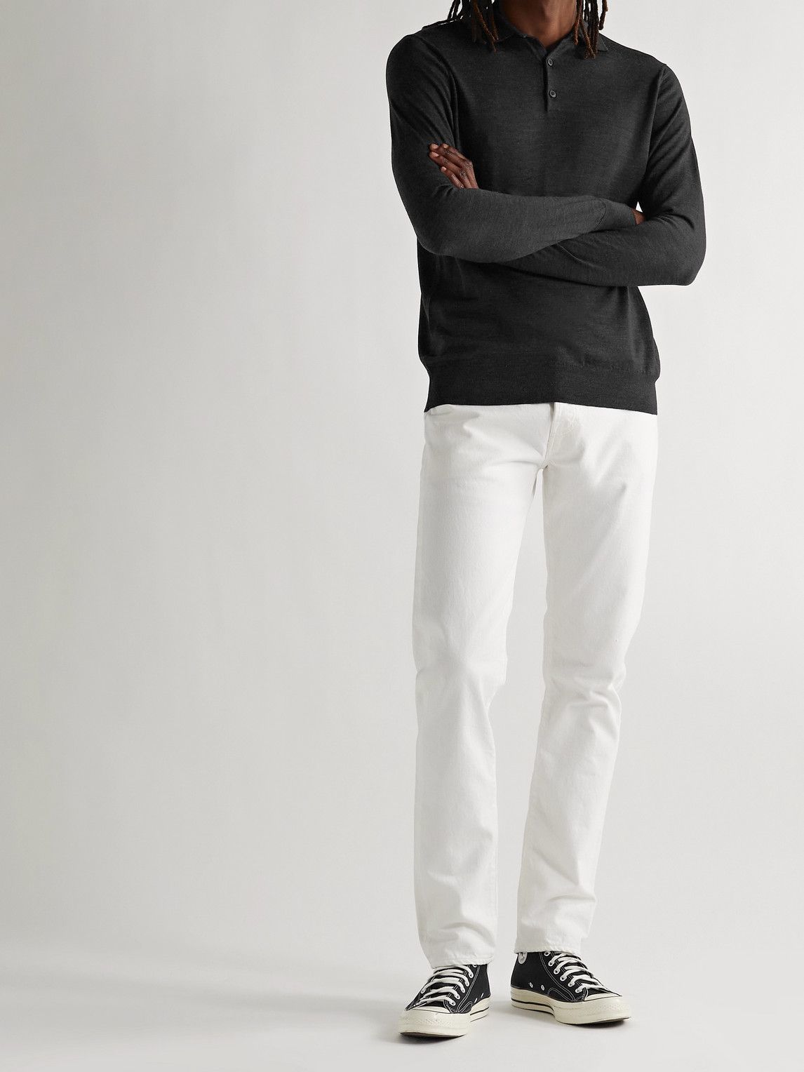 Sunspel - Slim-Fit Merino Wool Polo Shirt - Gray
