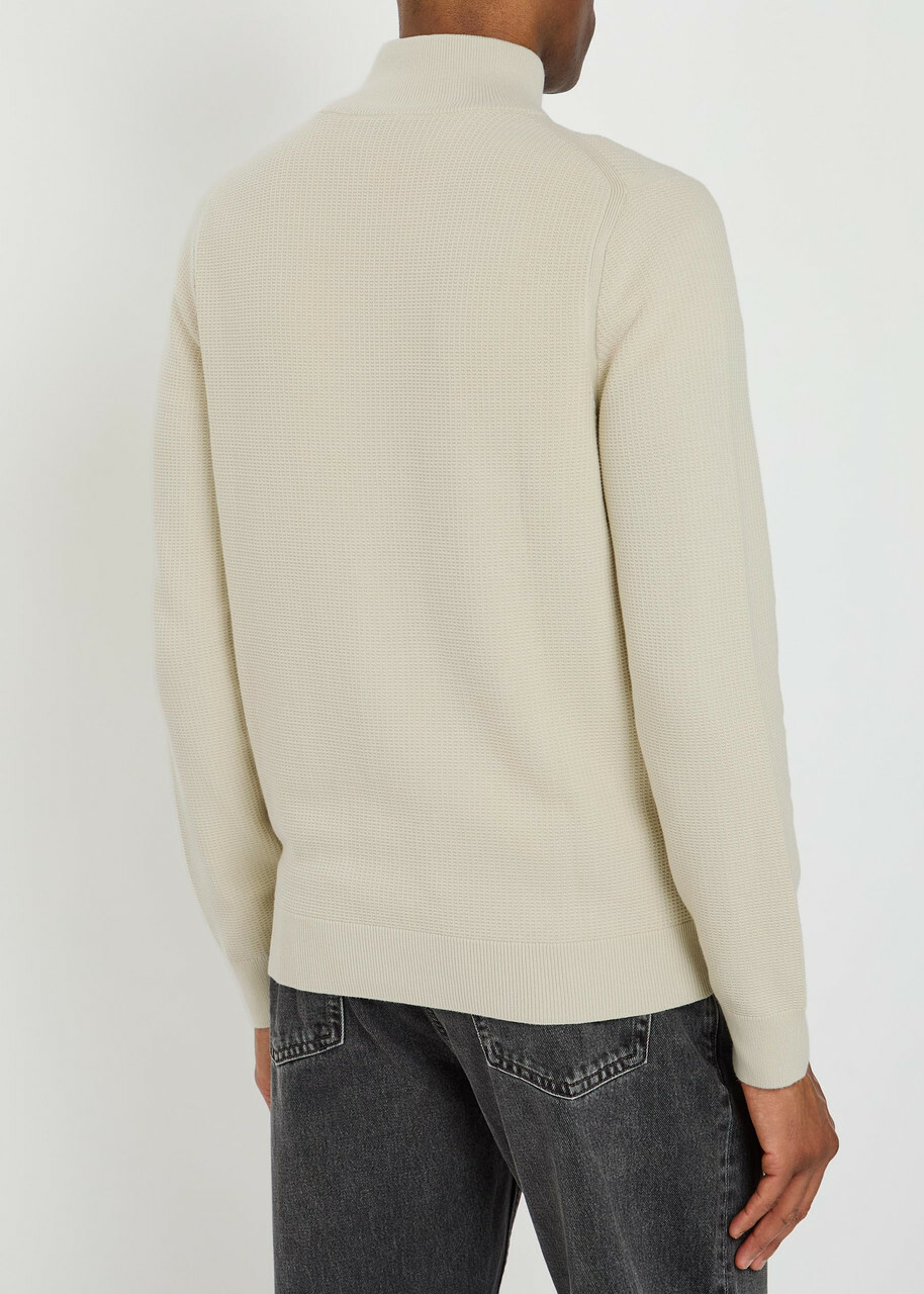 PS Paul Smith Waffle-knit Cotton Cardigan Ecru