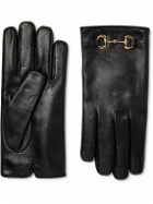 GUCCI - Horsebit Cashmere-Lined Leather Gloves - Black