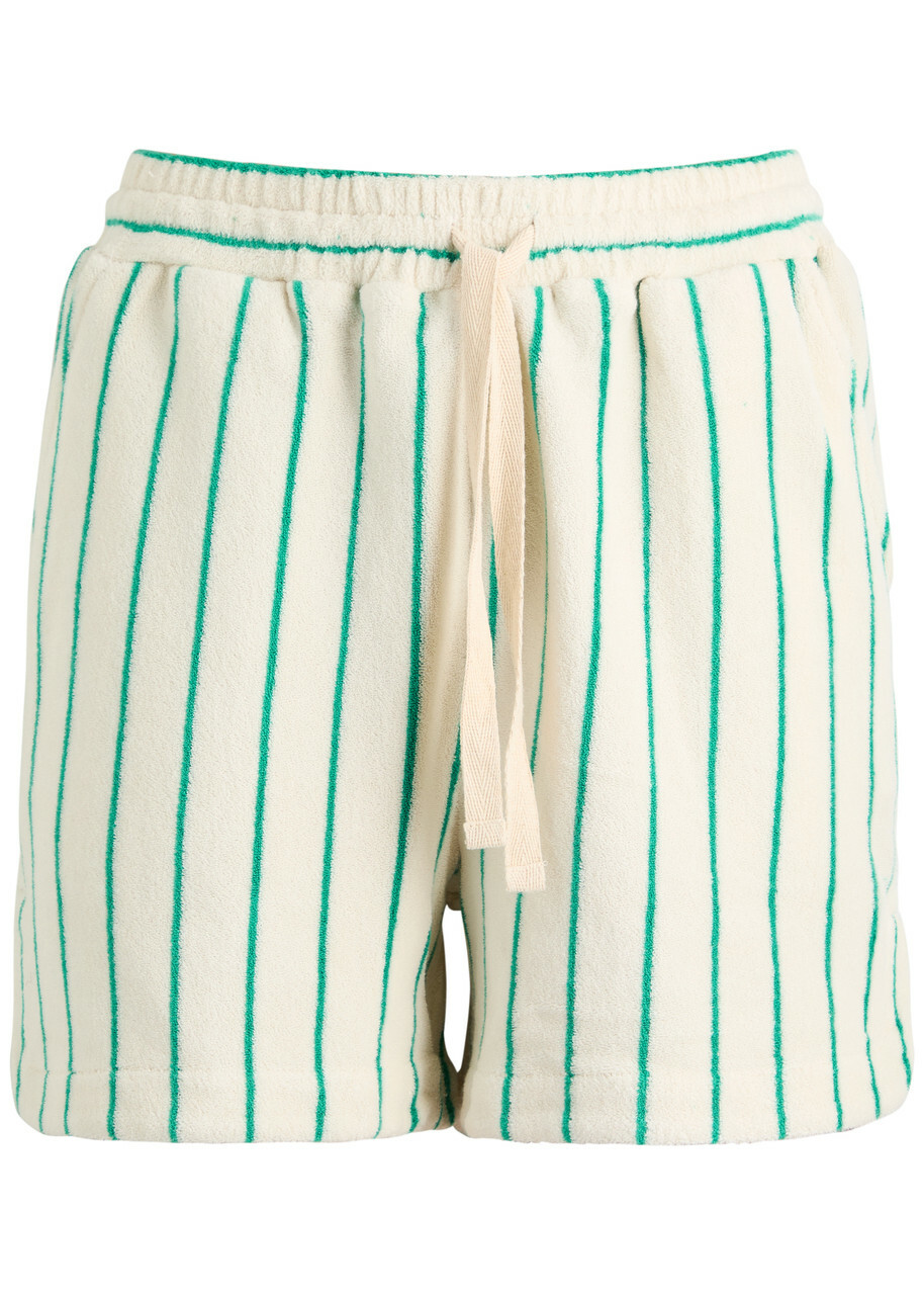 Bongusta Naram Striped Terry Shorts White And Green