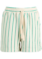 Bongusta Naram Striped Terry Shorts White And Green