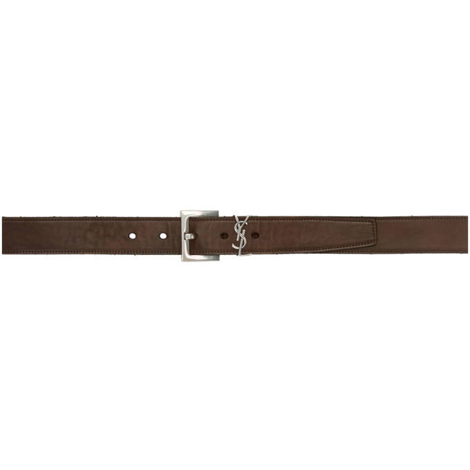 Photo: Saint Laurent Brown Square Monogramme Belt