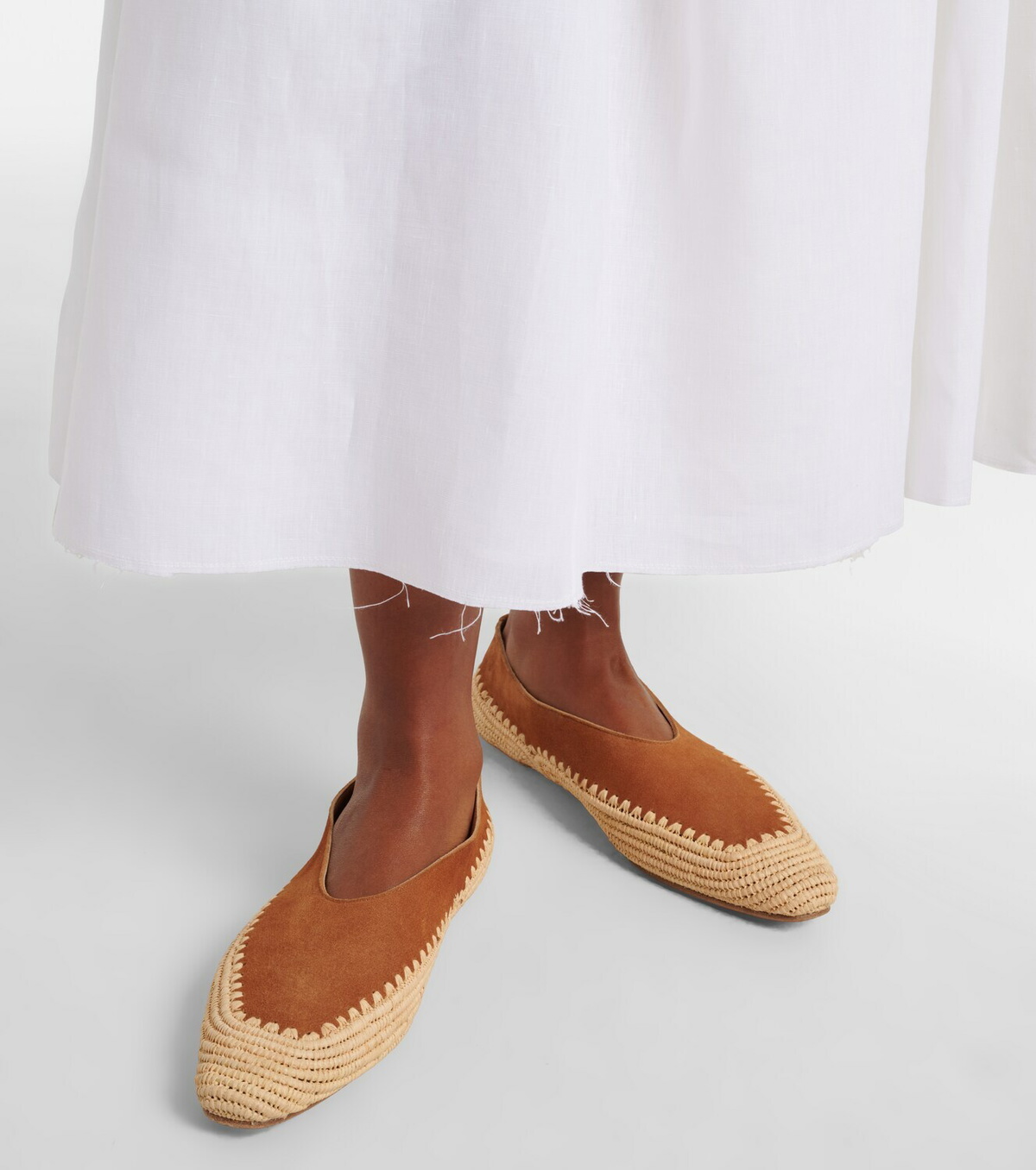 Gabriela Hearst Strength crochet raffia-trimmed suede flats