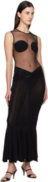 Nensi Dojaka Black V Waist Flared Midi Skirt