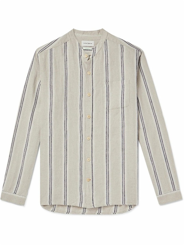 Photo: Oliver Spencer - Grandad-Collar Striped Linen Shirt - Neutrals