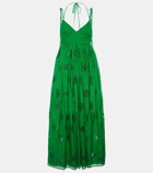 Erdem Embroidered cotton-blend midi dress