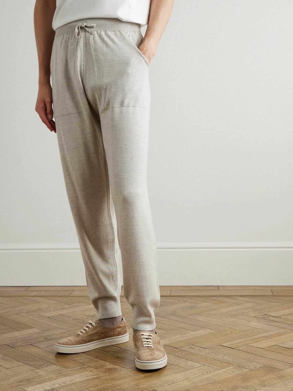 John Smedley - Henning Tapered Merino Wool Sweatpants - Gray