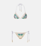 Zimmermann Indra floral metallic-effect bikini
