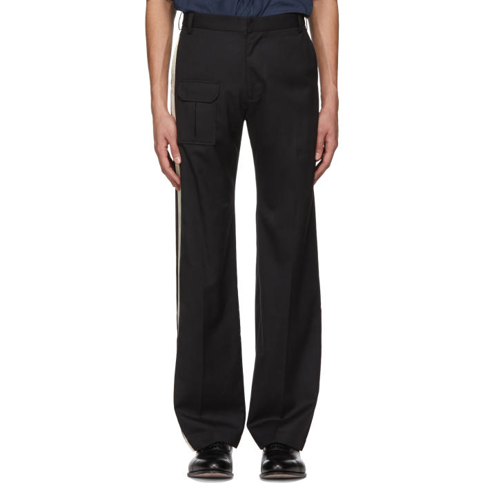 Chin Mens Black Contrast Suit Trousers 