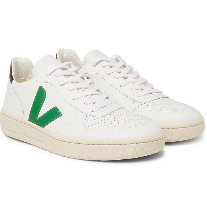 Photo: Veja - V-10 Rubber-Trimmed Leather Sneakers - Men - White