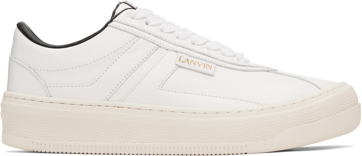 Photo: Lanvin White 'Lanvin' Cash Leather Sneakers