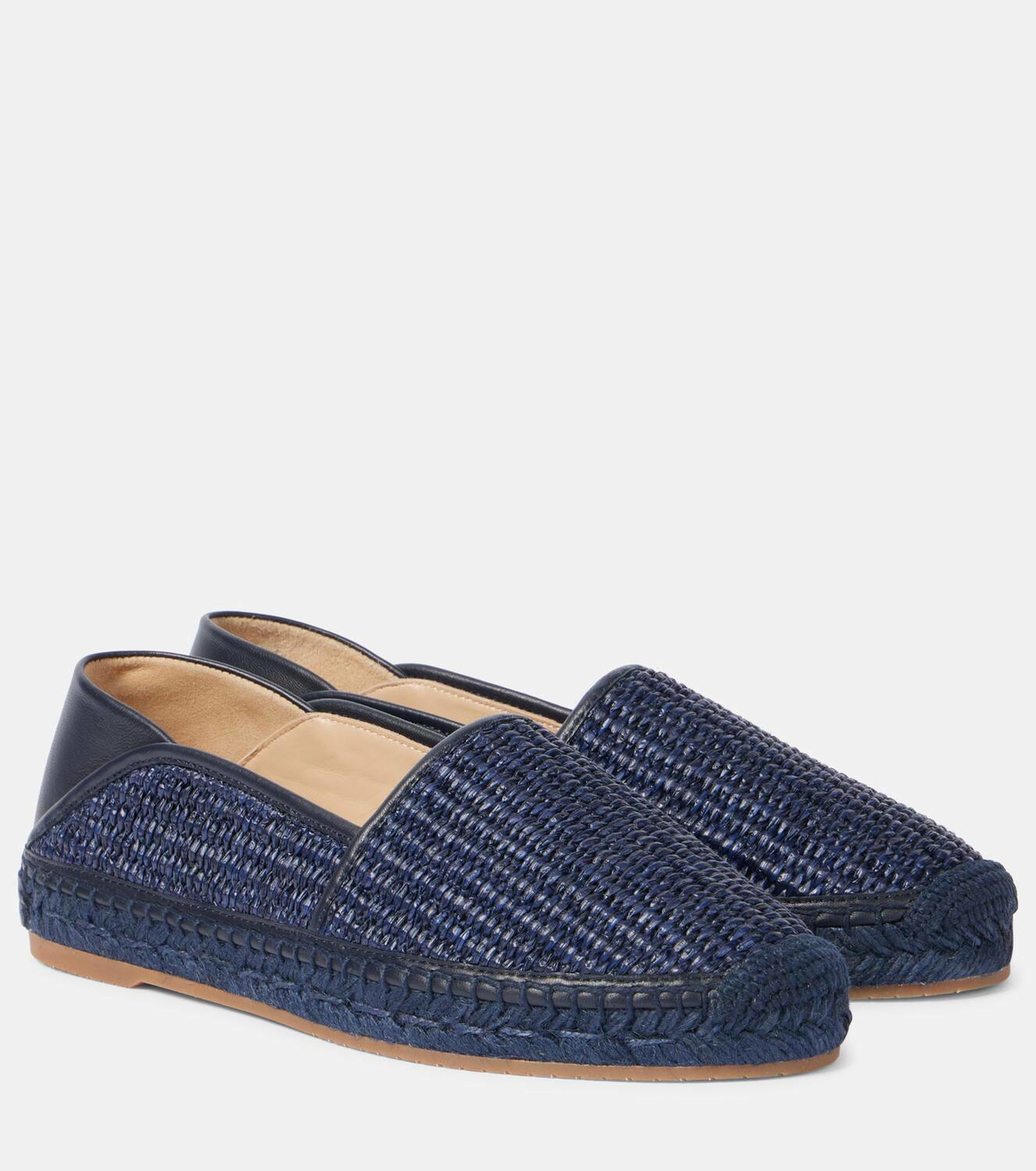 Manolo Blahnik Espadra leather-trimmed raffia espadrilles