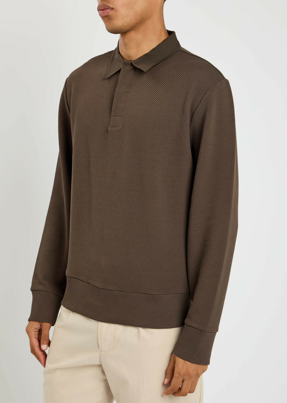 Oliver Spencer Amery Waffle-knit Polo Shirt Brown