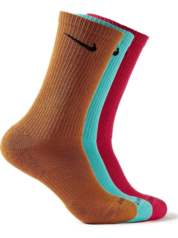 Photo: Nike Training - Three-Pack Everyday Plus Cushioned Dri-FIT Cotton-Blend Socks - Blue