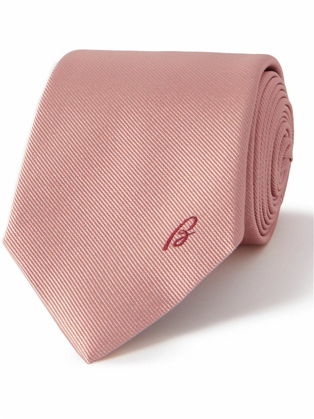Photo: Brioni - 8cm Logo-Embroidered Silk-Twill Tie