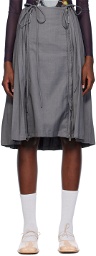 Nodress Grey Pleated Midi Skirt