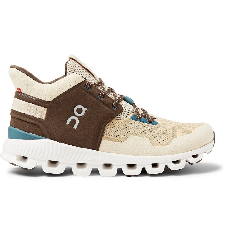 Photo: On - Cloud Hi Edge Faux Suede and Mesh Running Sneakers - Brown