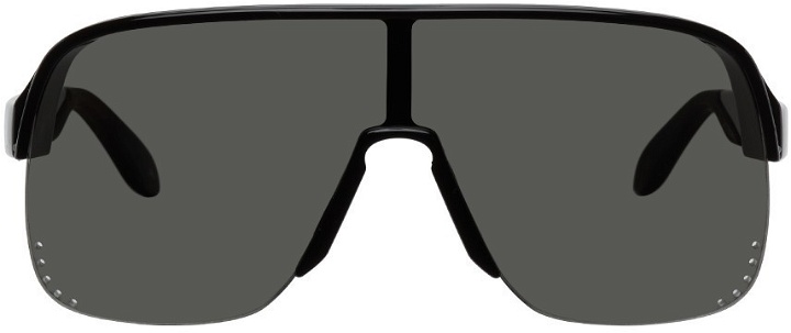 Photo: Alexander McQueen Black Semi-Rimless Shield Sunglasses