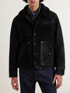 RRL - Shearling-Trimmed Suede Jacket - Black
