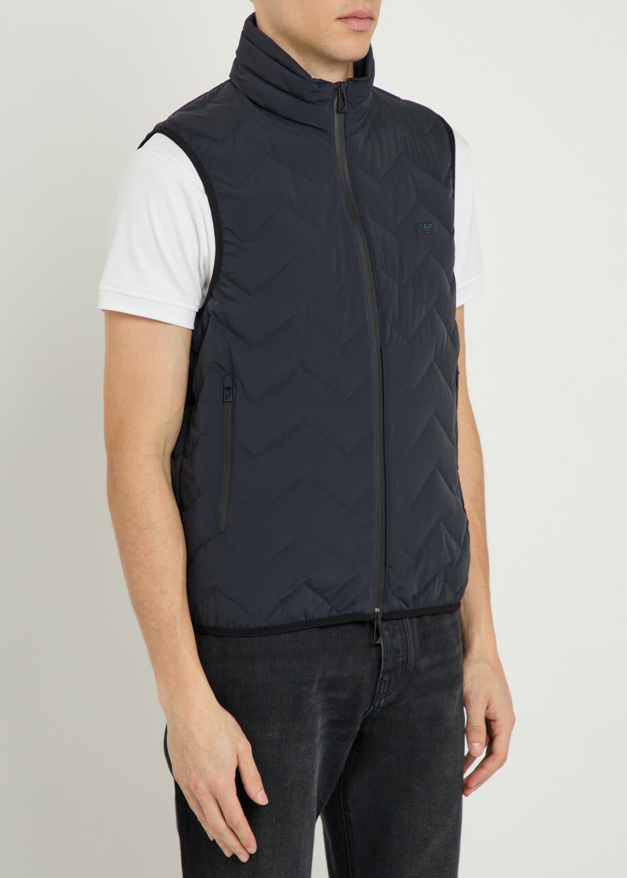 Emporio Armani Water-repellent Padded Stretch-nylon Gilet Navy