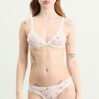 SKIMS Women's Stretch Lace Dipped Thong in Ivory Cherry Print