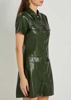 Alice + Olivia Jamie Faux Leather Mini Shirt Dress Dark Green