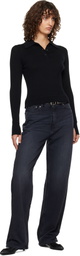 mfpen Black Partial Placket Polo