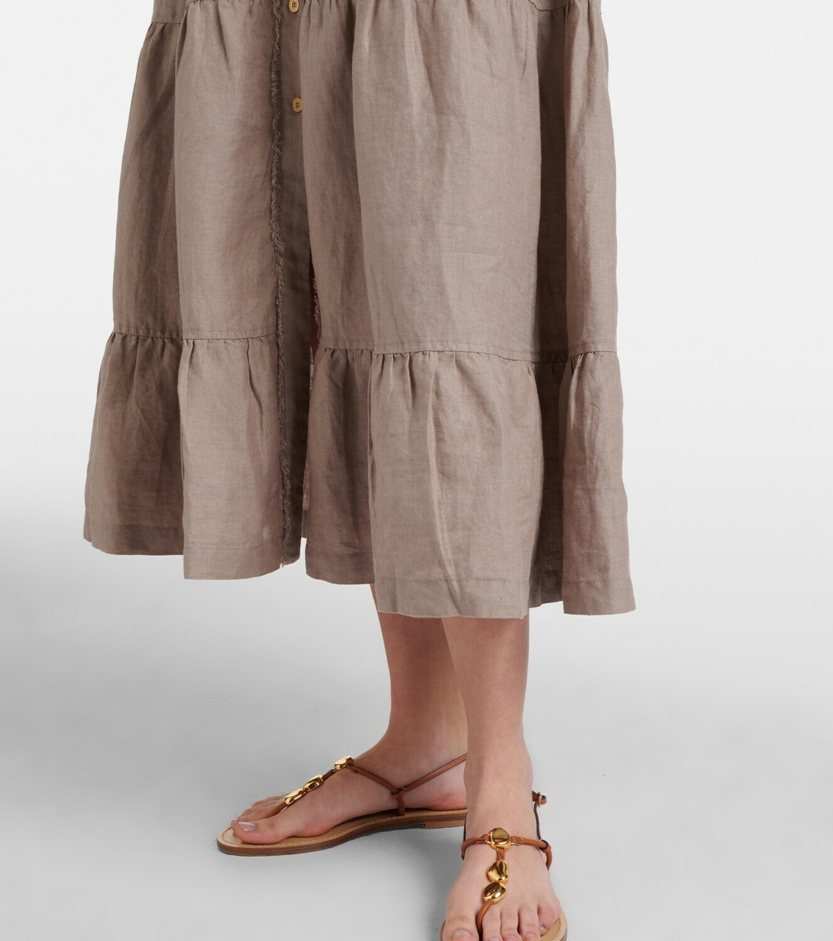 Heidi Klein Zakynthos tiered linen midi dress