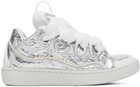 Lanvin Silver Curb Metallic Effect Sneakers