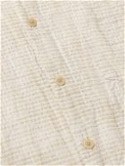 Folk - Button-Down Collar Striped Cotton and Linen-Blend Seersucker Shirt - Neutrals