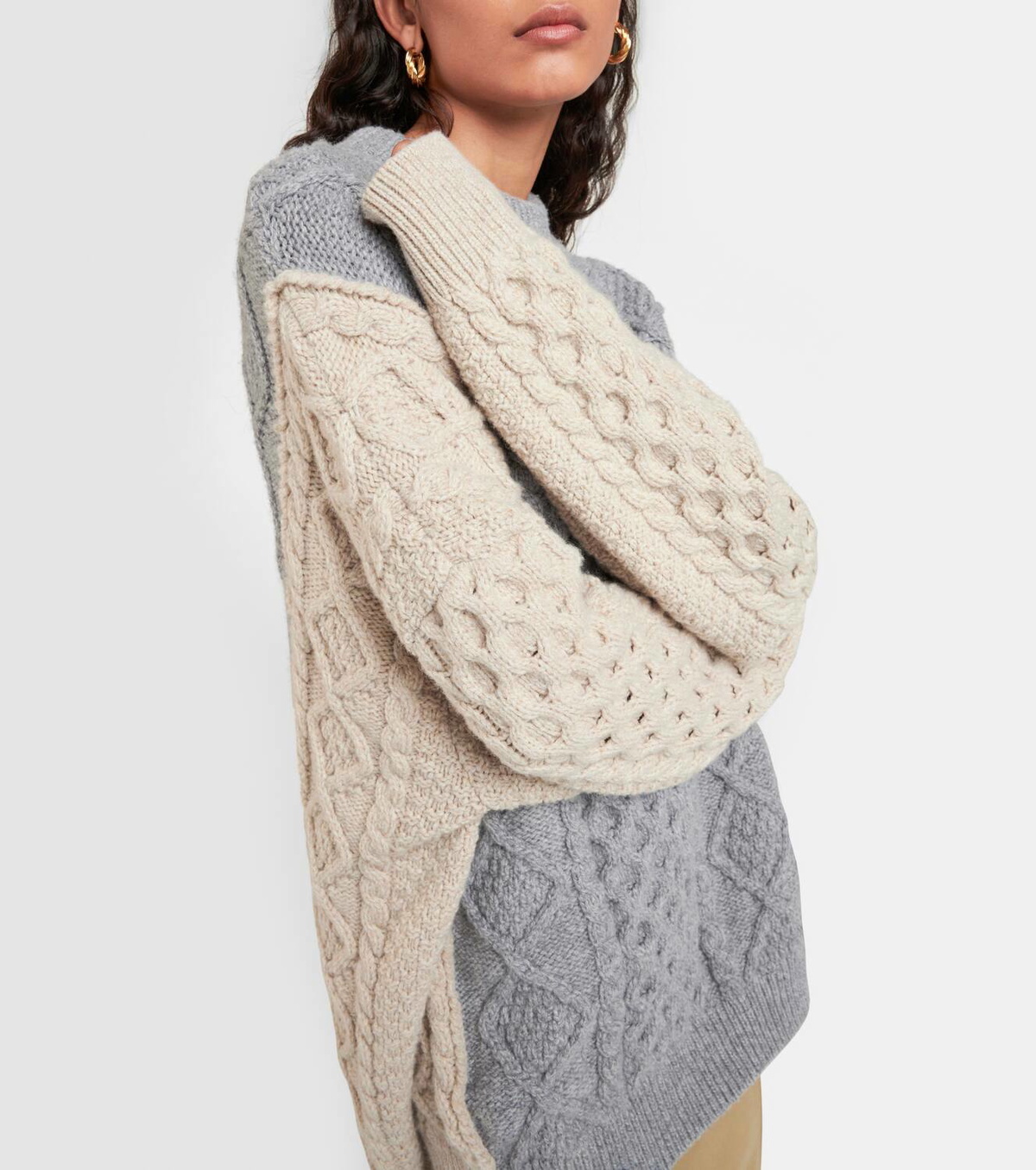 H*S様 Bottega Veneta ds Knit Knit bl BOTTEGA VENETA - Zig-zag pattern boxy-fit wool-knit jumper