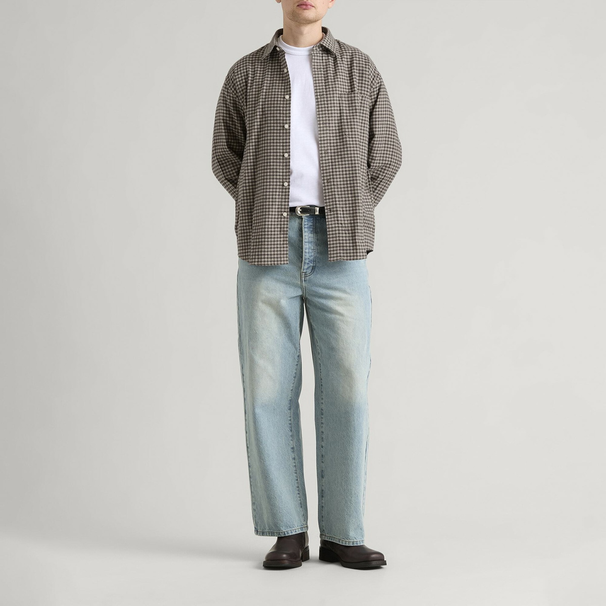 NN07 Men's Deon Check Flannel Shirt in Sand Check