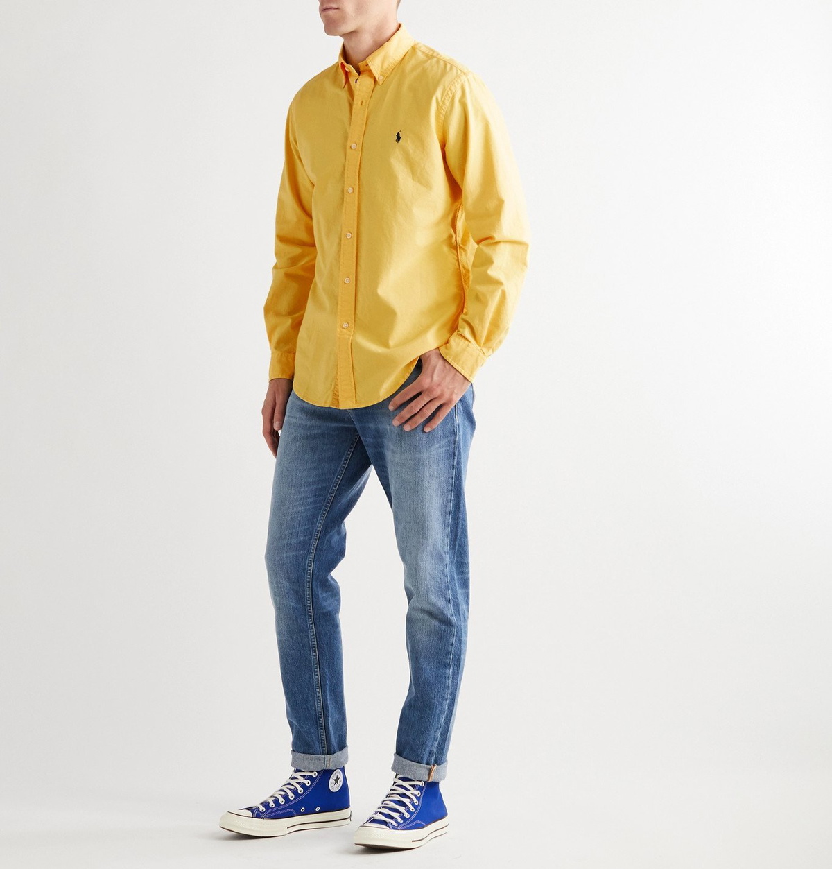 Ralph lauren yellow hot sale button down shirt