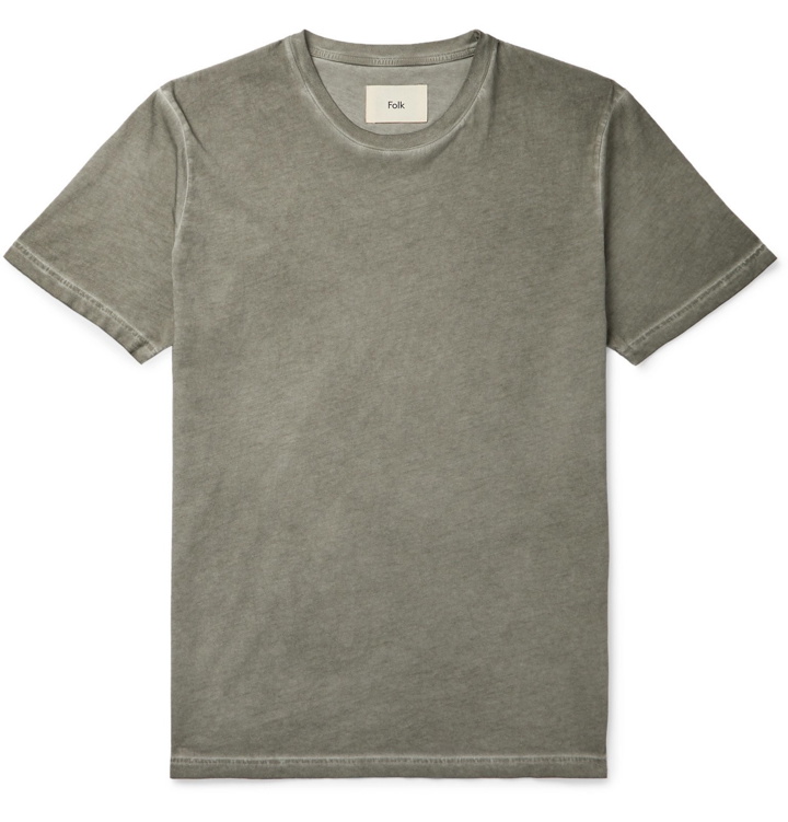 Photo: Folk - Assembly Garment-Dyed Organic Cotton-Jersey T-Shirt - Green