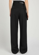 Chloe Belt-effect Straight-leg Wool Trousers Black